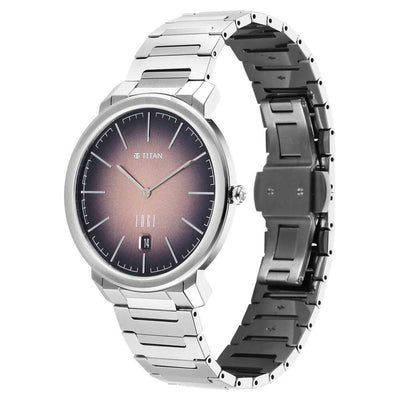 Titan Edge Two Toned Dial Silver Titanium Strap Analog with Date Watch for Men