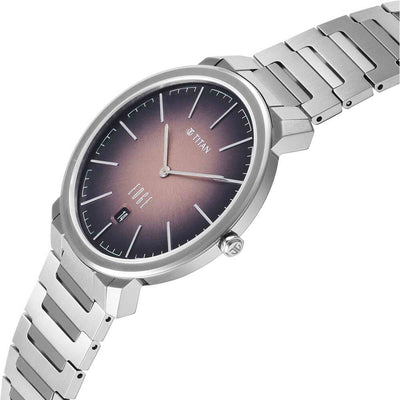 Titan Edge Two Toned Dial Silver Titanium Strap Analog with Date Watch for Men