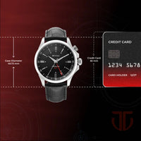 Titan Dualis Black Dial Leather Strap Automatic GMT Watch for Men