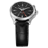Titan Dualis Black Dial Leather Strap Automatic GMT Watch for Men