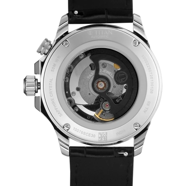 Titan Vetra Dualis Black Dial Leather Strap Automatic GMT Watch for Men