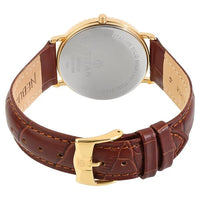 Titan Nebula 18K Gold Dial Brown Leather Strap Analog Watch for Men