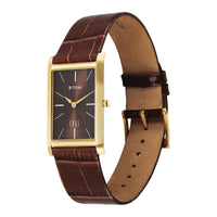 Titan Edge Brown Rectangular Dial Leather Strap Analog Watch for Men