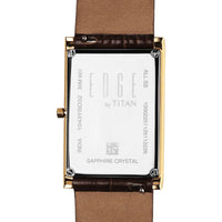 Titan Edge Brown Rectangular Dial Leather Strap Analog Watch for Men
