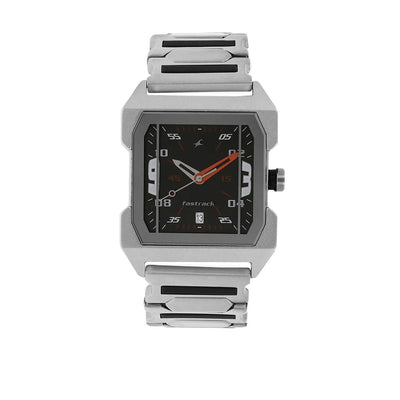Fastrack Quartz Analog Black Dial Stainless Steel Strap Watch for Guys