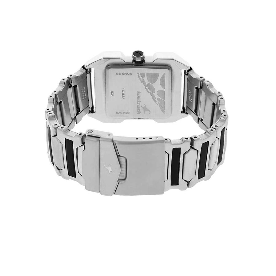 Fastrack Quartz Analog Black Dial Stainless Steel Strap Watch for Guys