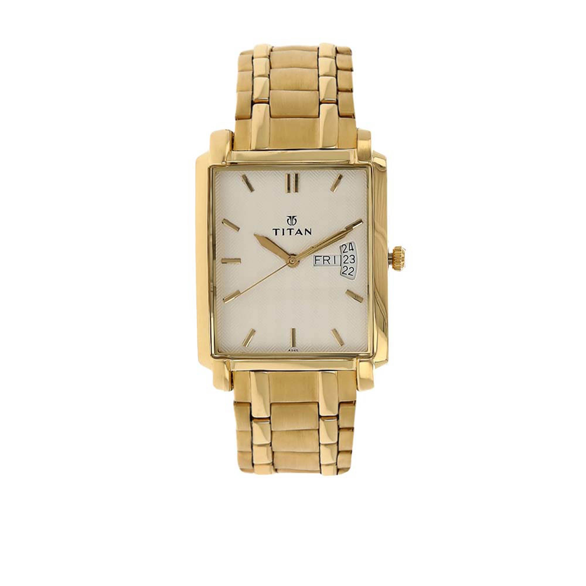Titan Analog with Day and Date Silver Dial Quartz Stainless Steel Strap Watch for Men