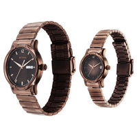 Titan Bandhan Brown Dial Stainless Steel Strap Analog with Day-Date Watch for Couple