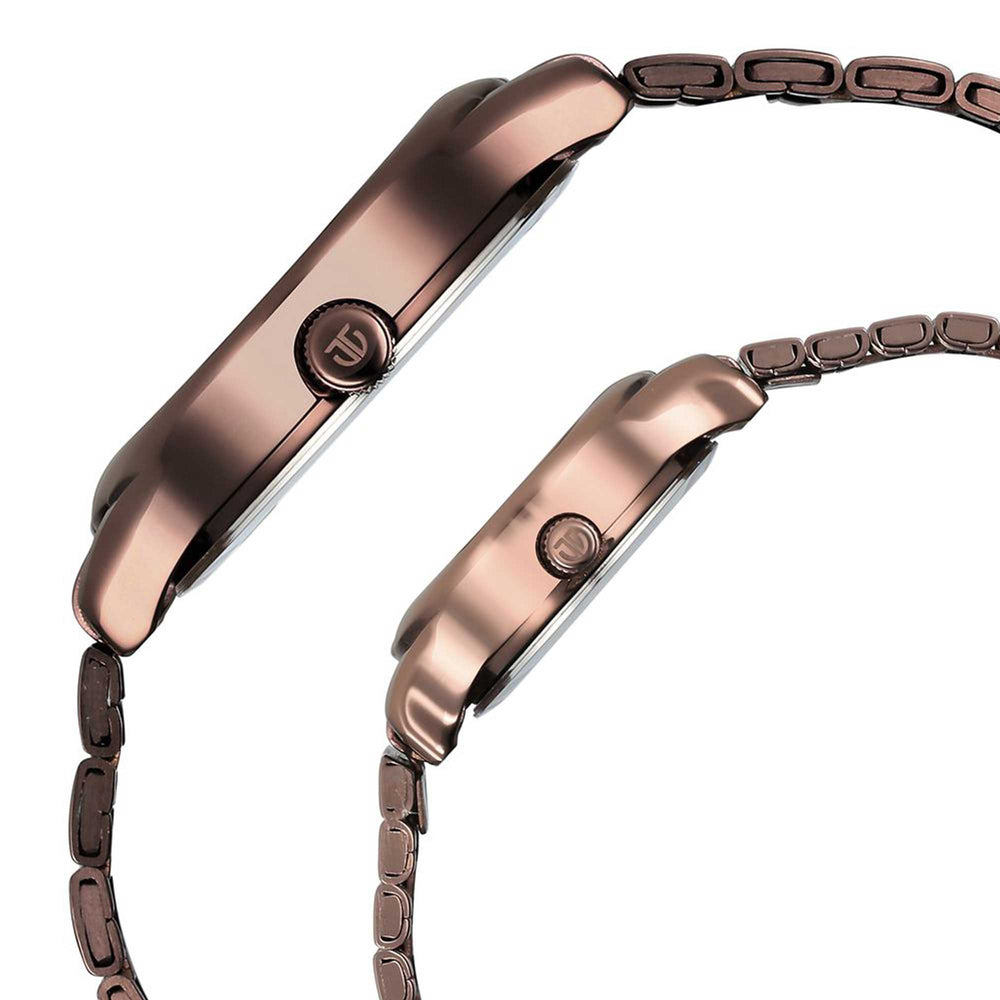 Titan Bandhan Brown Dial Stainless Steel Strap Analog with Day-Date Watch for Couple