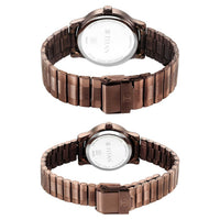 Titan Bandhan Brown Dial Stainless Steel Strap Analog with Day-Date Watch for Couple