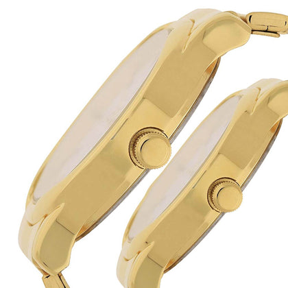 Titan Quartz Analog with Day and Date White Dial Metal Strap Watch for Couple