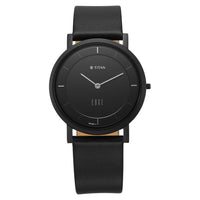 Titan Edge Black Dial Quartz Leather Strap Watch for Men