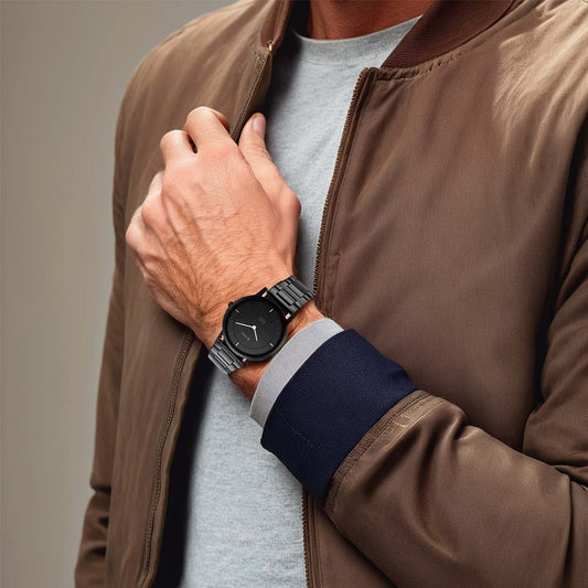 Titan Edge Quartz Black Dial Stainless Steel Strap Watch for Men