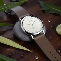 Titan Edge Silver Dial Analog Stainless Steel Leather Strap Watch for Men