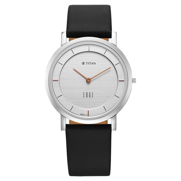 Titan Edge Quartz Analog White Dial Blue Leather Strap Watch For Men
