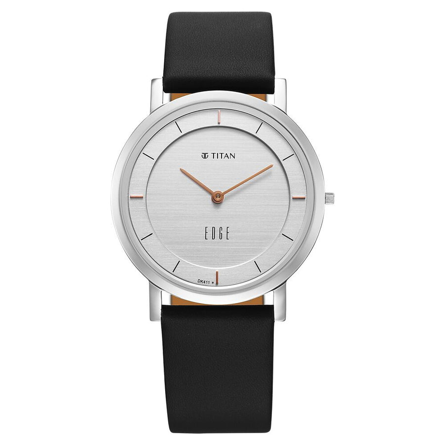 Titan Edge Quartz Analog White Dial Blue Leather Strap Watch For Men
