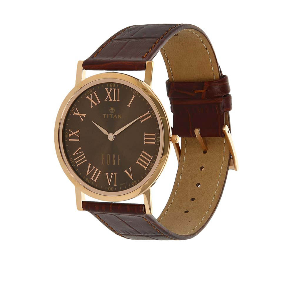 Titan Quartz Analog Brown Dial Leather Strap Watch for Men