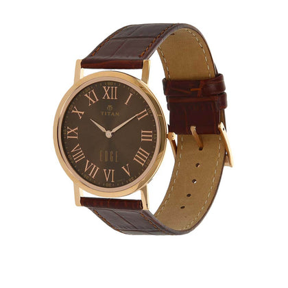 Titan Quartz Analog Brown Dial Leather Strap Watch for Men