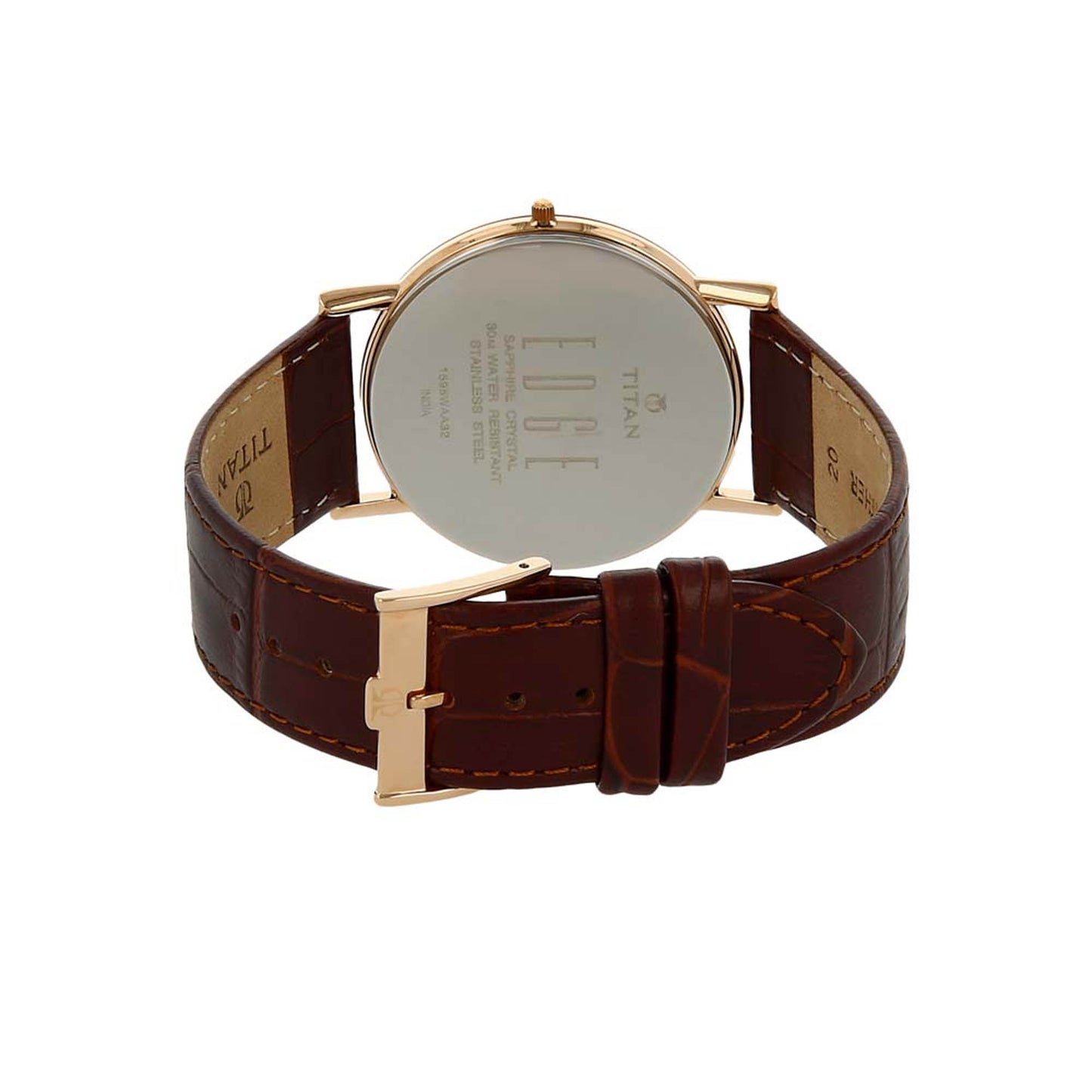 Titan Edge Quartz Brown Dial Leather Strap Watch for Men