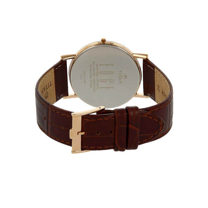 Titan Quartz Analog Brown Dial Leather Strap Watch for Men