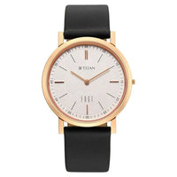 Titan Edge Beige Dial Black Leather Strap Analog Watch for Men