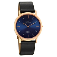 Titan Edge Blue Dial Black Leather Strap Analog Watch for Men