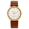 Titan Edge Beige Dial Brown Leather Strap Analog Watch for Men