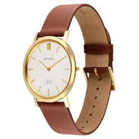 Titan Edge Beige Dial Brown Leather Strap Analog Watch for Men