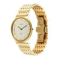 Edge Metal Yellow Dial Stainless Steel Strap Watch Men