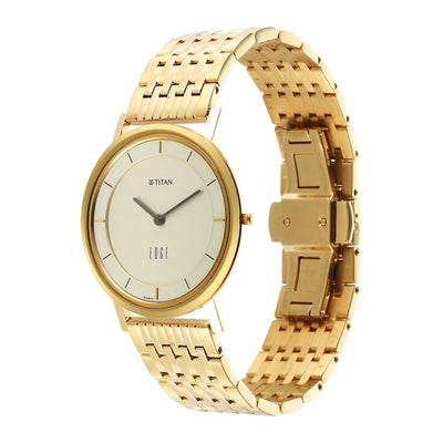 Edge Metal Yellow Dial Stainless Steel Strap Watch Men