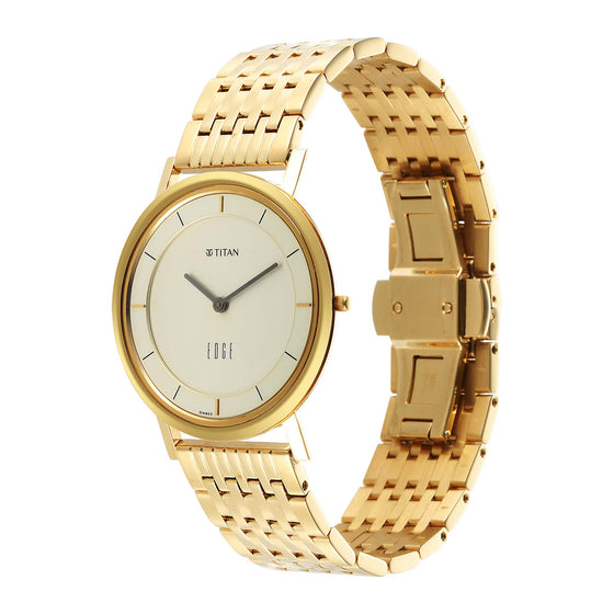 Edge Metal Yellow Dial Stainless Steel Strap Watch Men