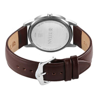 Titan Silver Dial Brown Leather Strap Analog Watch for Men