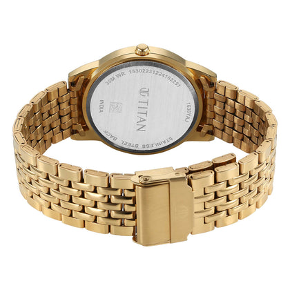 gold men wrist watch
