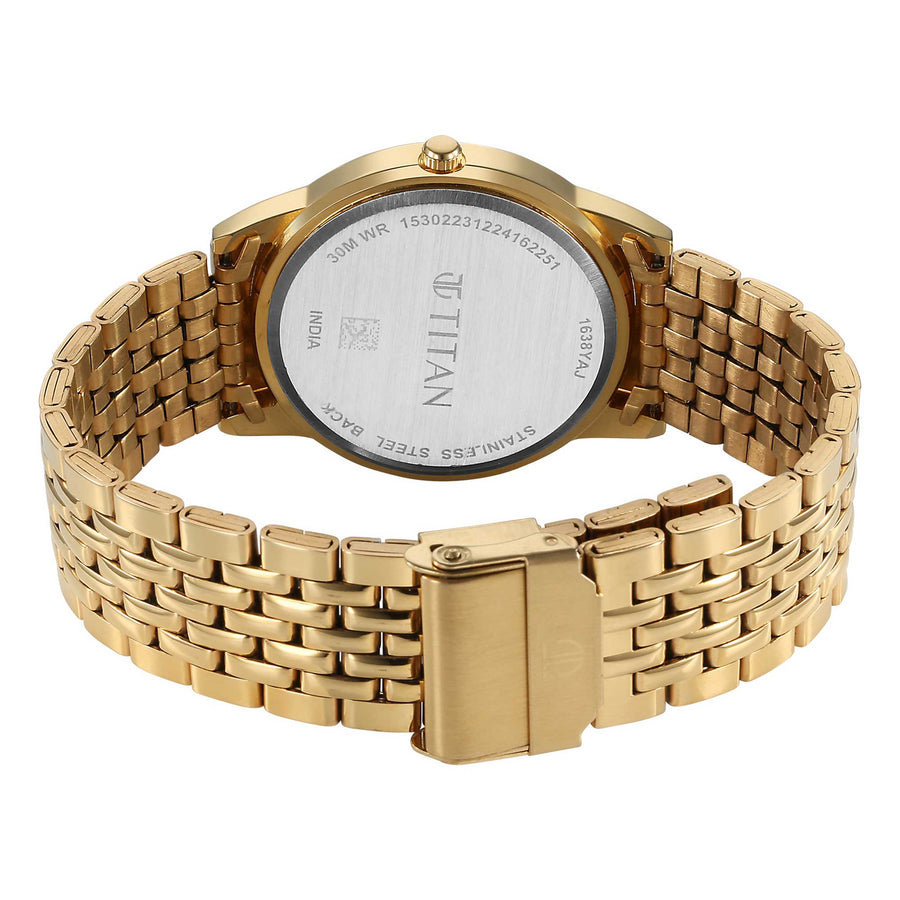 gold men wrist watch
