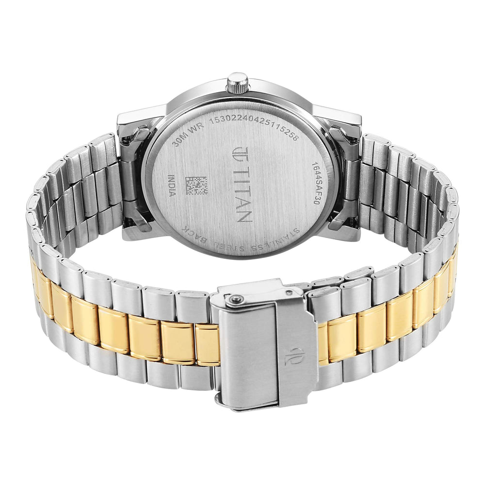 Titan Karishma Silver Dial Dual Color Stainless Steel Strap Analog Watch For Men  1644BM03