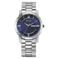 Titan Karishma Blue Dial Silver Stainless Steel Strap Analog Watch For Men