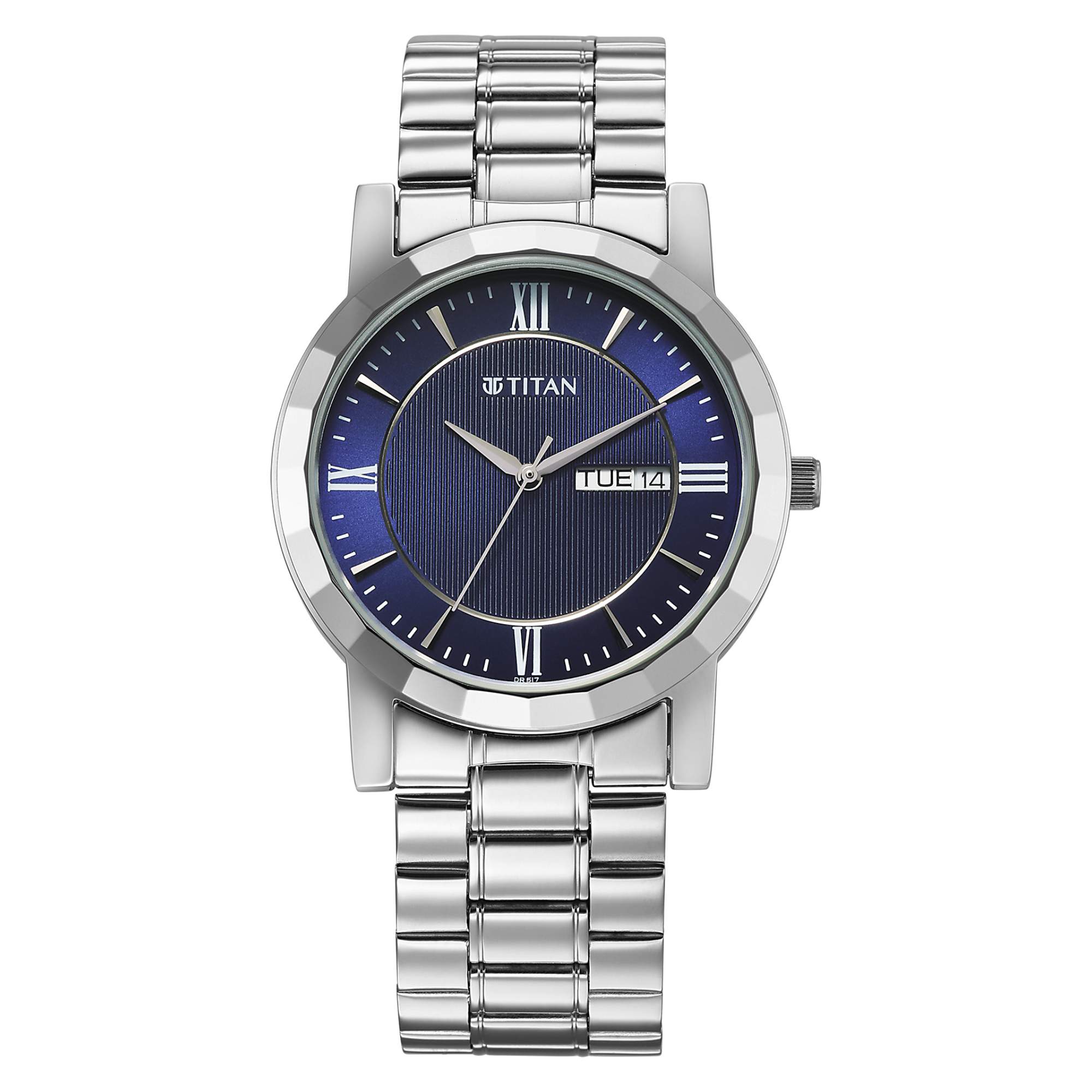 Titan Karishma Blue Dial Silver Stainless Steel Strap Analog Watch For Men