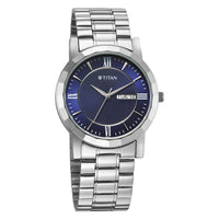 Titan Karishma Blue Dial Silver Stainless Steel Strap Analog Watch For Men