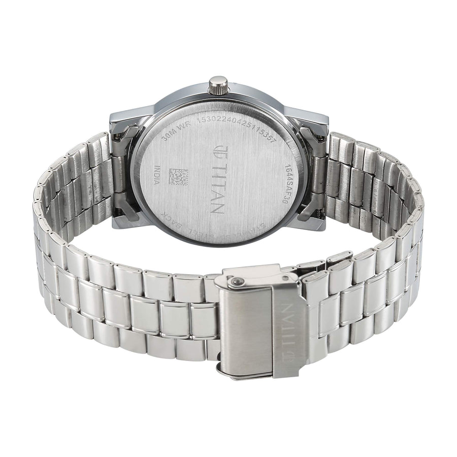 Titan Karishma Blue Dial Silver Stainless Steel Strap Analog Watch For Men