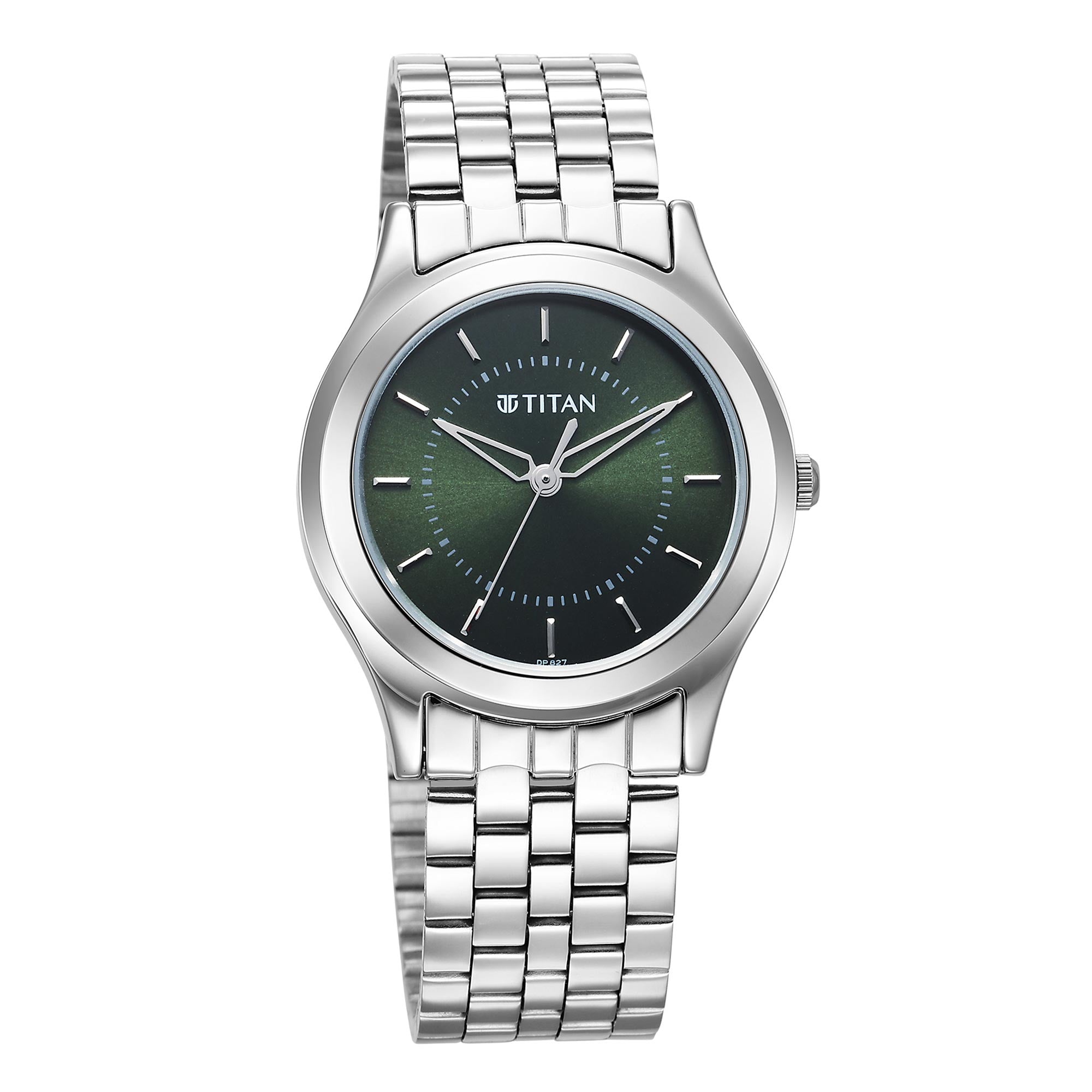Titan Green Dial Silver Stainless Steel Strap Analog Watch for Men