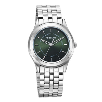 Titan Green Dial Silver Stainless Steel Strap Analog Watch for Men
