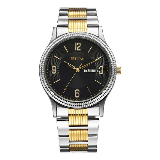 Titan Black Dial Alog Watch for Men (1650BM04)