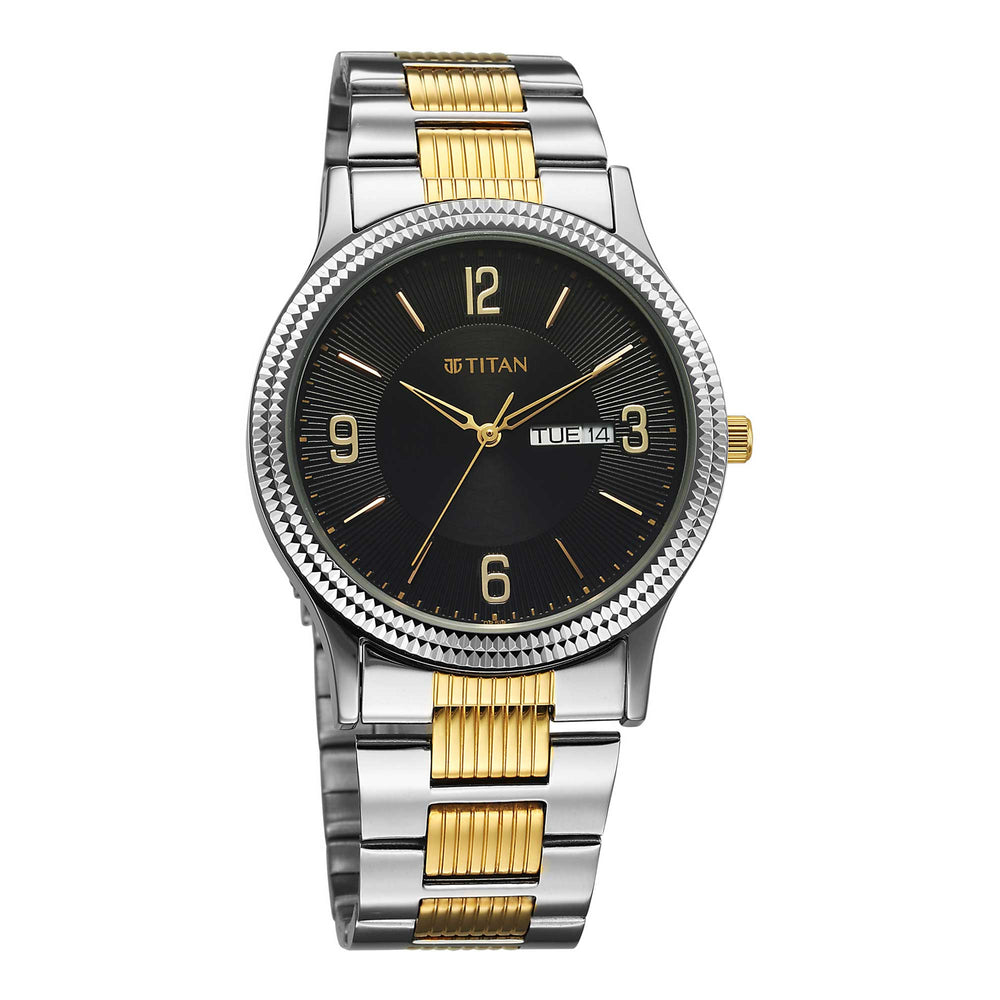 gold and silver wrist watch