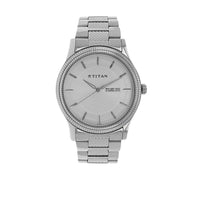 Titan Silver Dial Stainless Steel Strap Analog with Day-Date Watch for Men