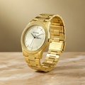 Titan Analog with Day and Date Quartz Champagne Dial Metal Round Stainless Steel Strap watch for Men