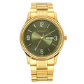 Titan Karishma Green Dial Gold Stainless Steel Strap Analog with Day-Date Watch for Men