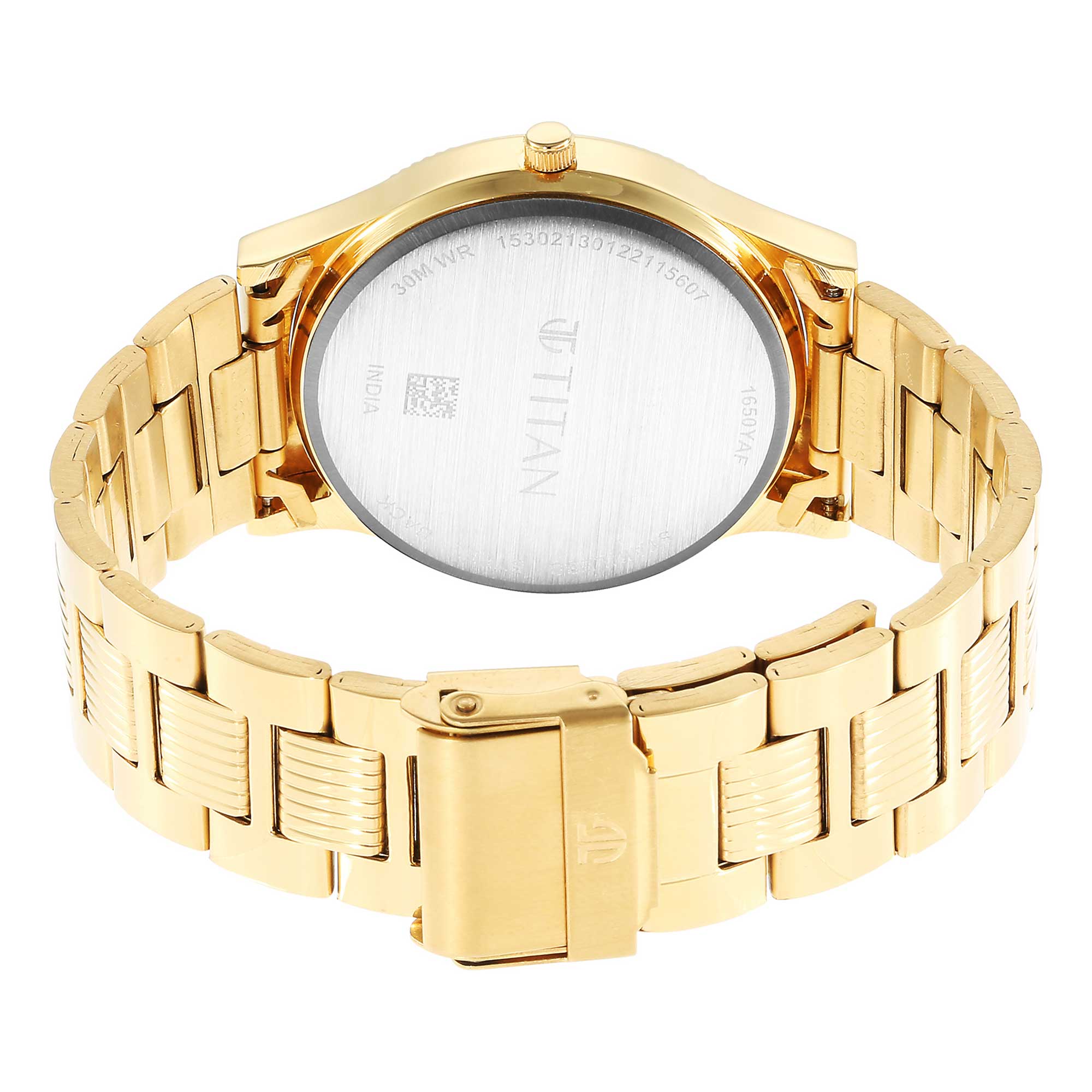 Titan Karishma Green Dial Gold Stainless Steel Strap Analog with Day-Date Watch for Men
