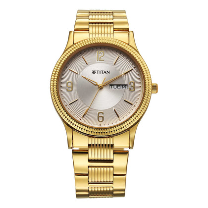 Titan Silver White Dial Alog Watch for Men (1650YM11)