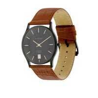 Titan Edge Black Dial Brown Leather Strap Analog with Date Watch for Men