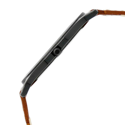 Titan Edge Black Dial Brown Leather Strap Analog with Date Watch for Men